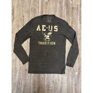 Y2K American Eagle Outfitters AE-US Tradition Gray Long Sleeve T-Shirt